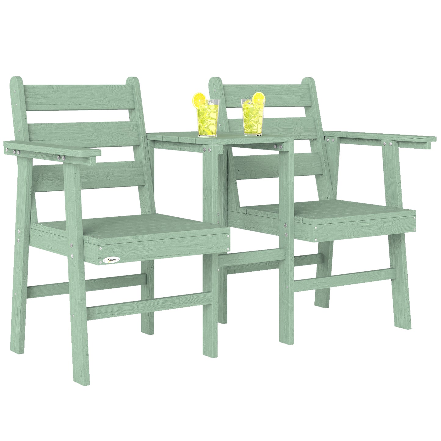 Garden Loveseat, Embossed Wood Jack and Jill Garden Seat, Green