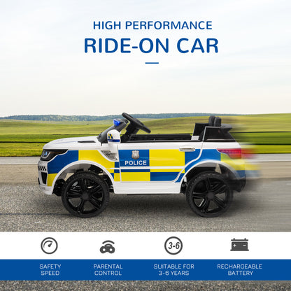 12V Kid Electric Ride On Police Car w/ Remote Siren Bluetooth 3-6 Years