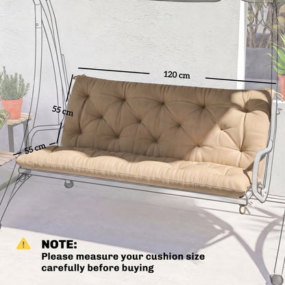 Garden Bench Cushion, Seat Pad with Ties, Khaki