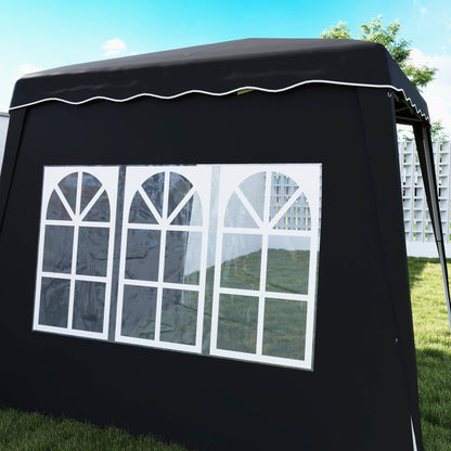 2.4 x 2.4m UV50+ Pop Up Gazebo Canopy Tent with Carry Bag, Black