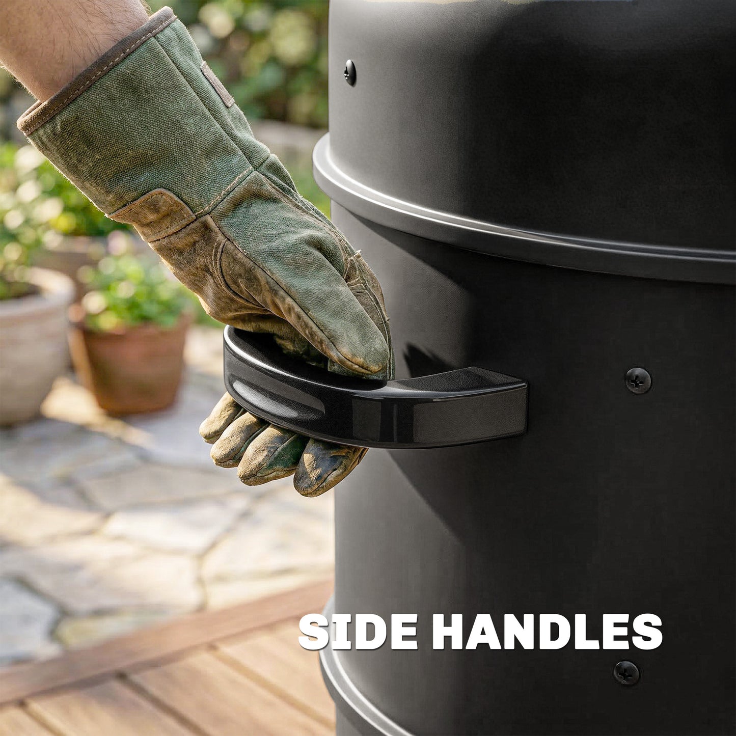 3-in-1 Vertical Charcoal Smoker with 2 Grill Grates, Thermometer