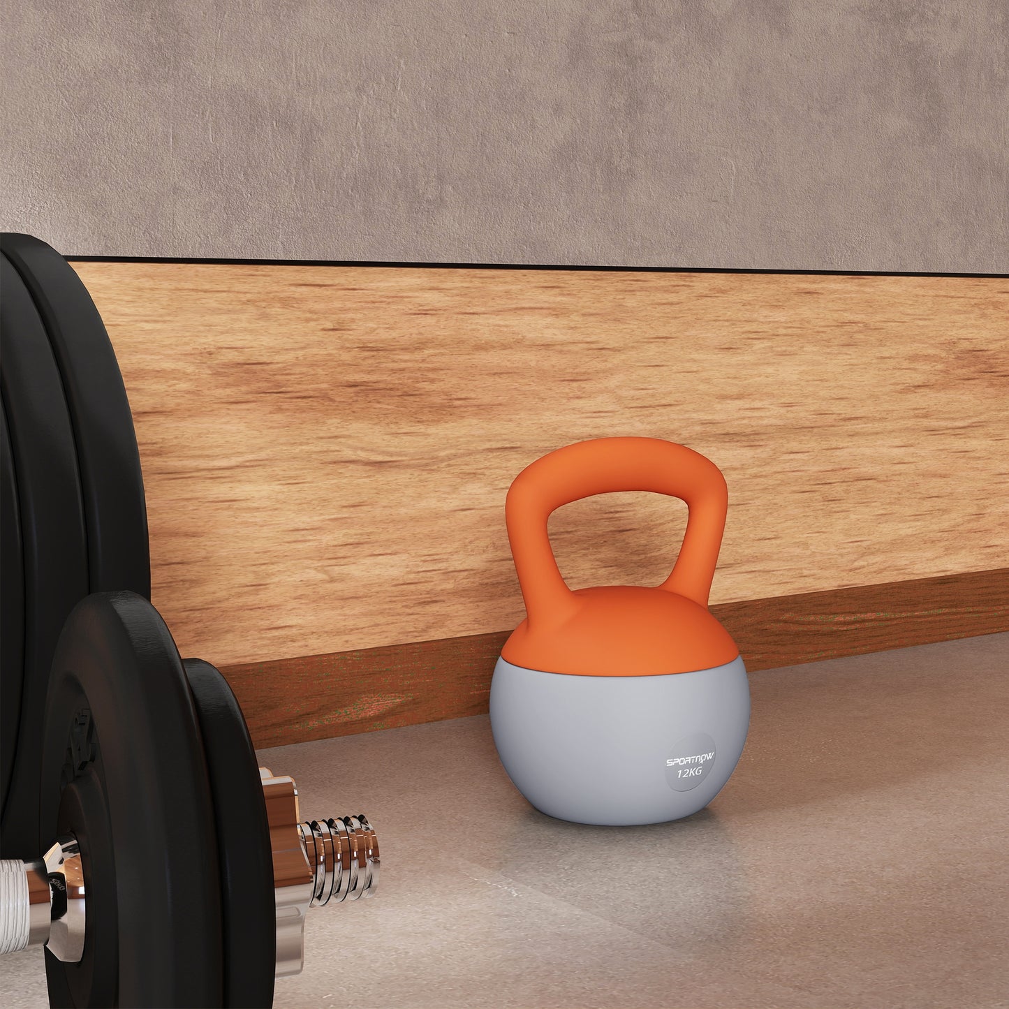 12KG Kettlebell with Soft Body and Non-Slip Handle, Orange, Grey