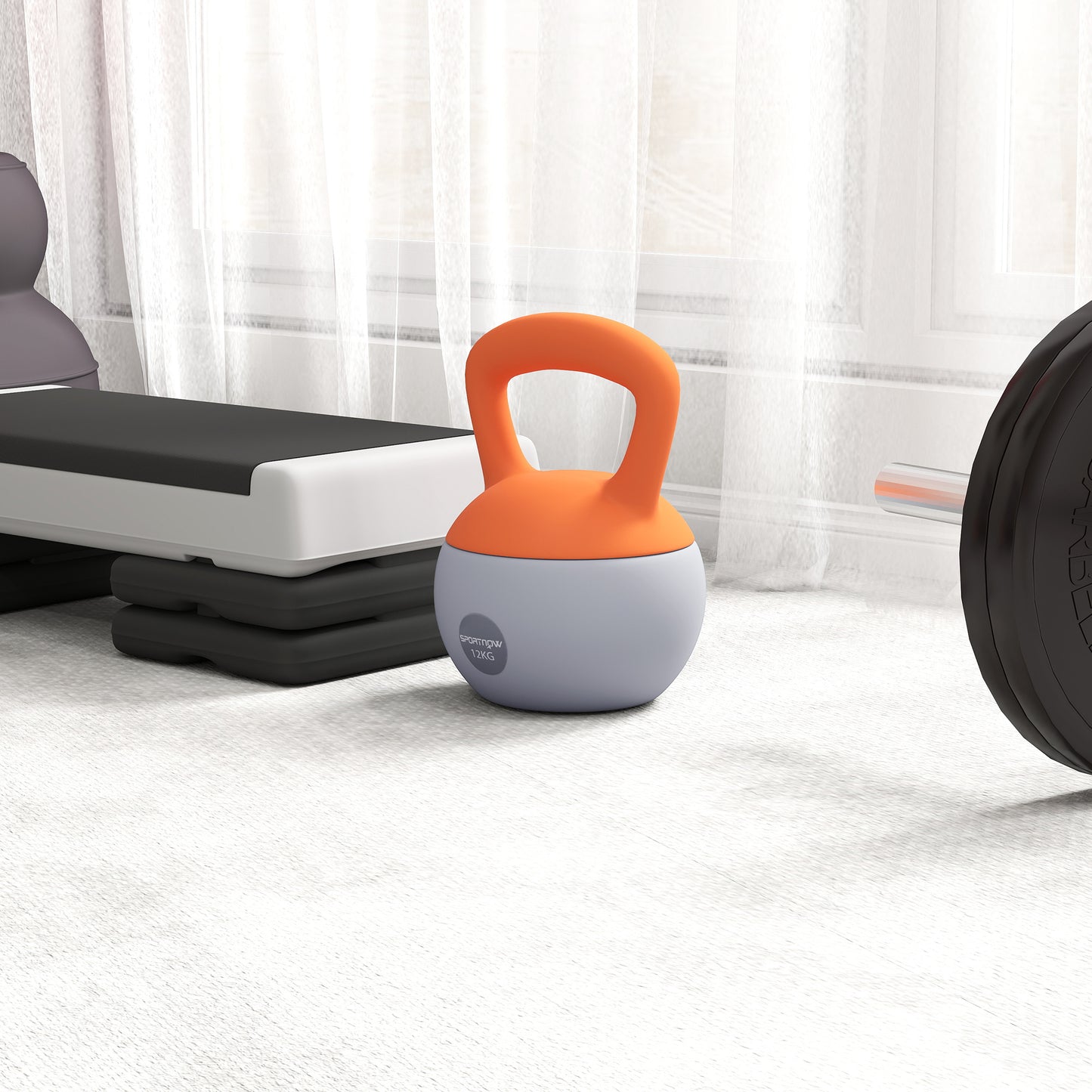 12KG Kettlebell with Soft Body and Non-Slip Handle, Orange, Grey