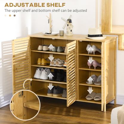 Rustic Shoe Cabinet, Shoe Storage Cabinet for 16 pairs of shoes