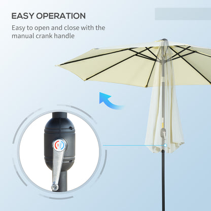 3(m) Patio Umbrella Outdoor Sunshade Canopy w/ Tilt & Crank Beige