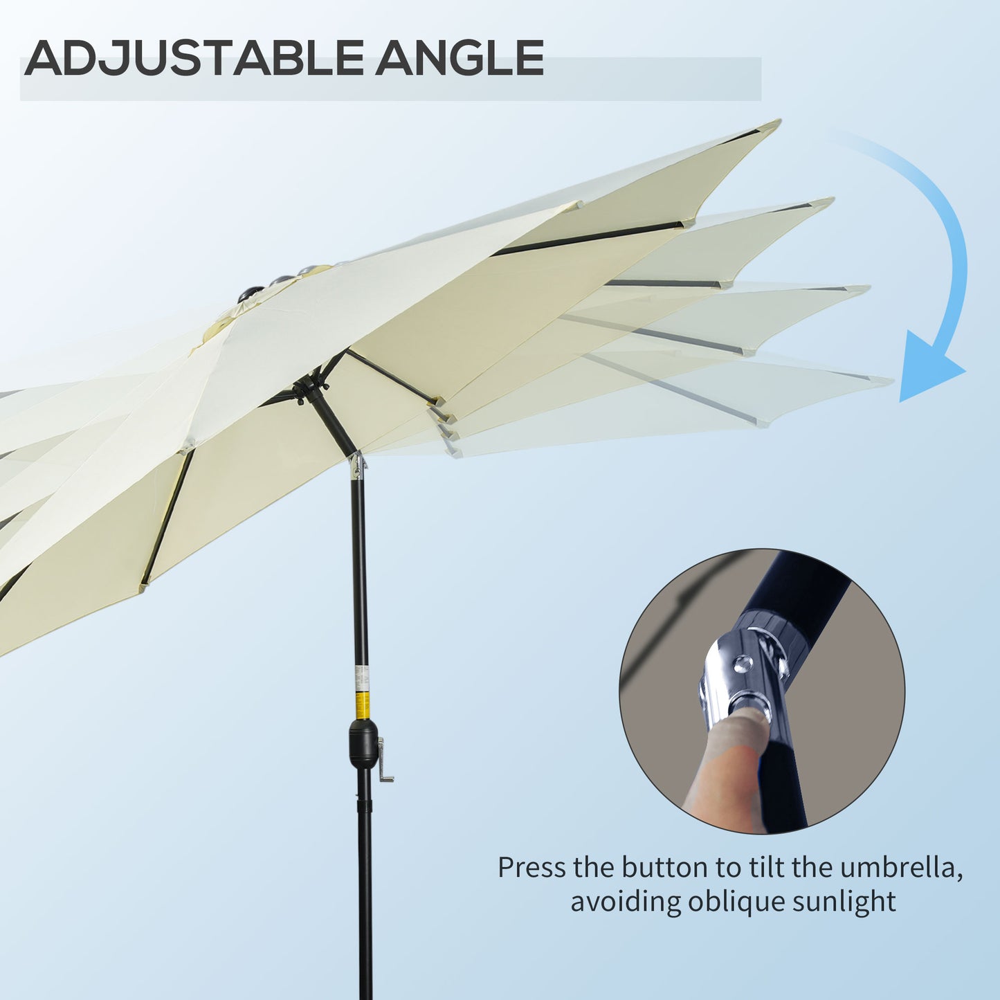 3(m) Patio Umbrella Outdoor Sunshade Canopy w/ Tilt & Crank Beige