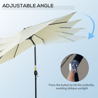 3(m) Patio Umbrella Outdoor Sunshade Canopy w/ Tilt & Crank Beige