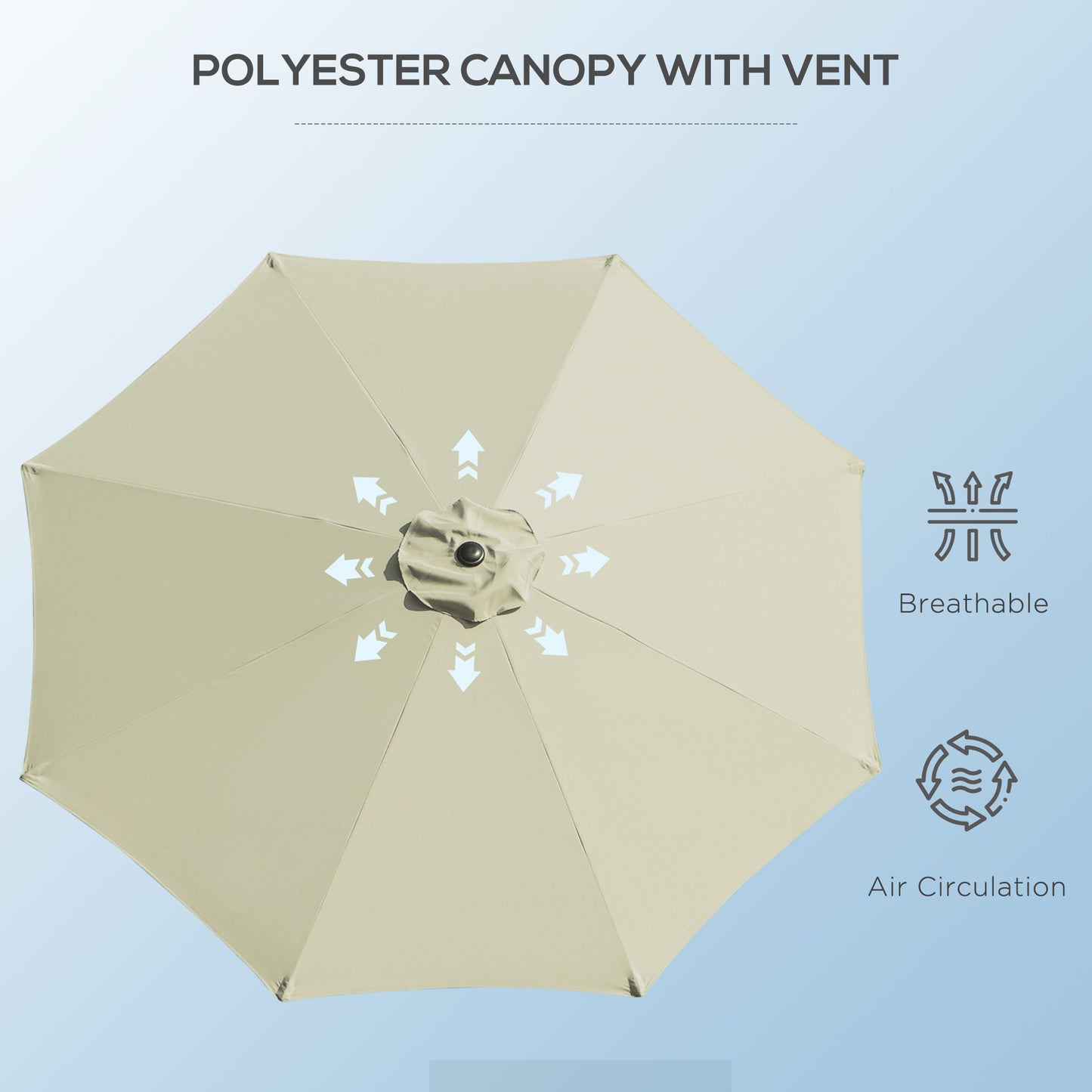 3(m) Patio Umbrella Outdoor Sunshade Canopy w/ Tilt & Crank Beige