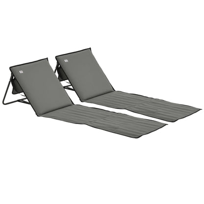 Garden Beach Chair Mat, Sun Lounger Seats with Adjustable Back - Grey