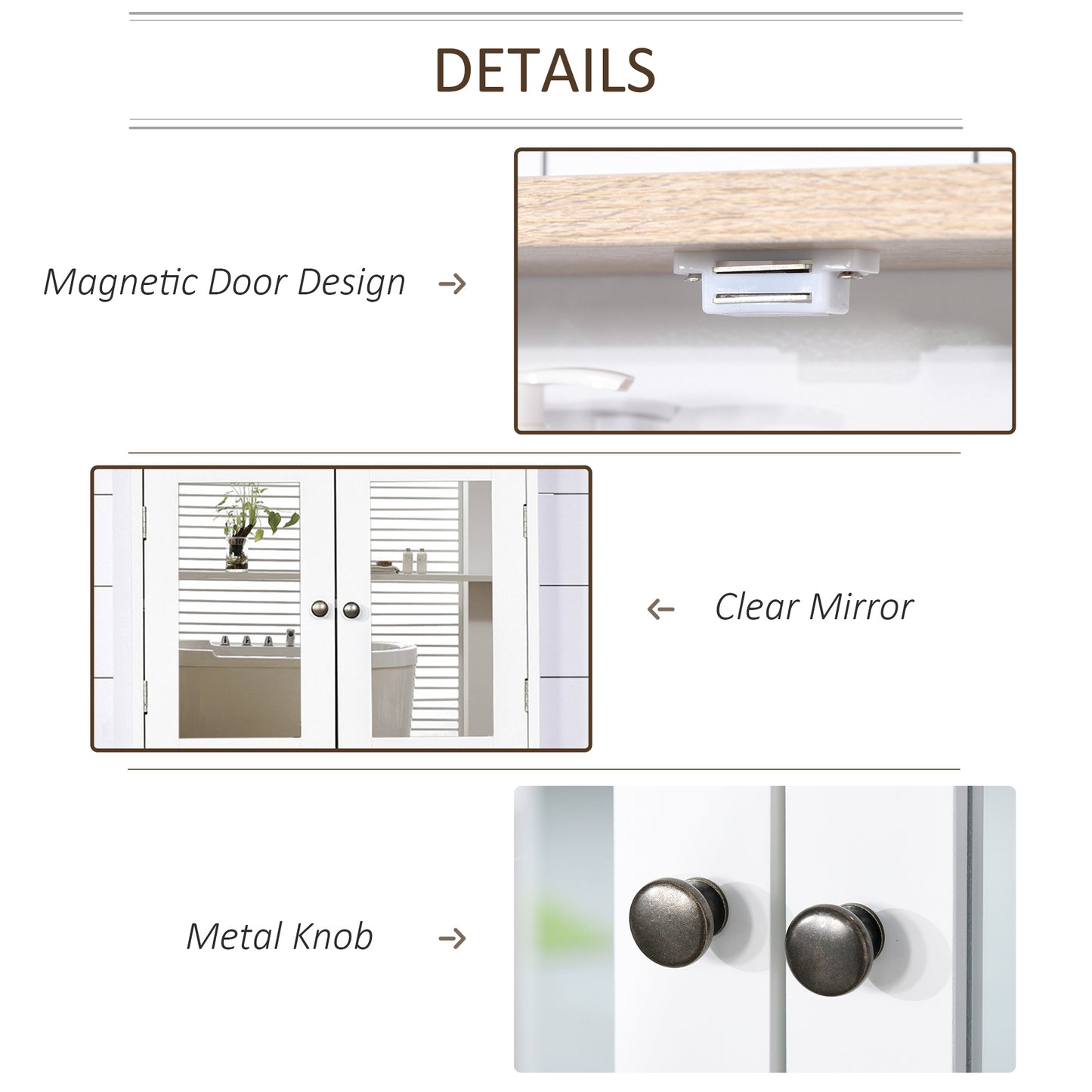 Bathroom Mirror Cabinet Wall Mounted Storage Cupboard W/ Double Door
