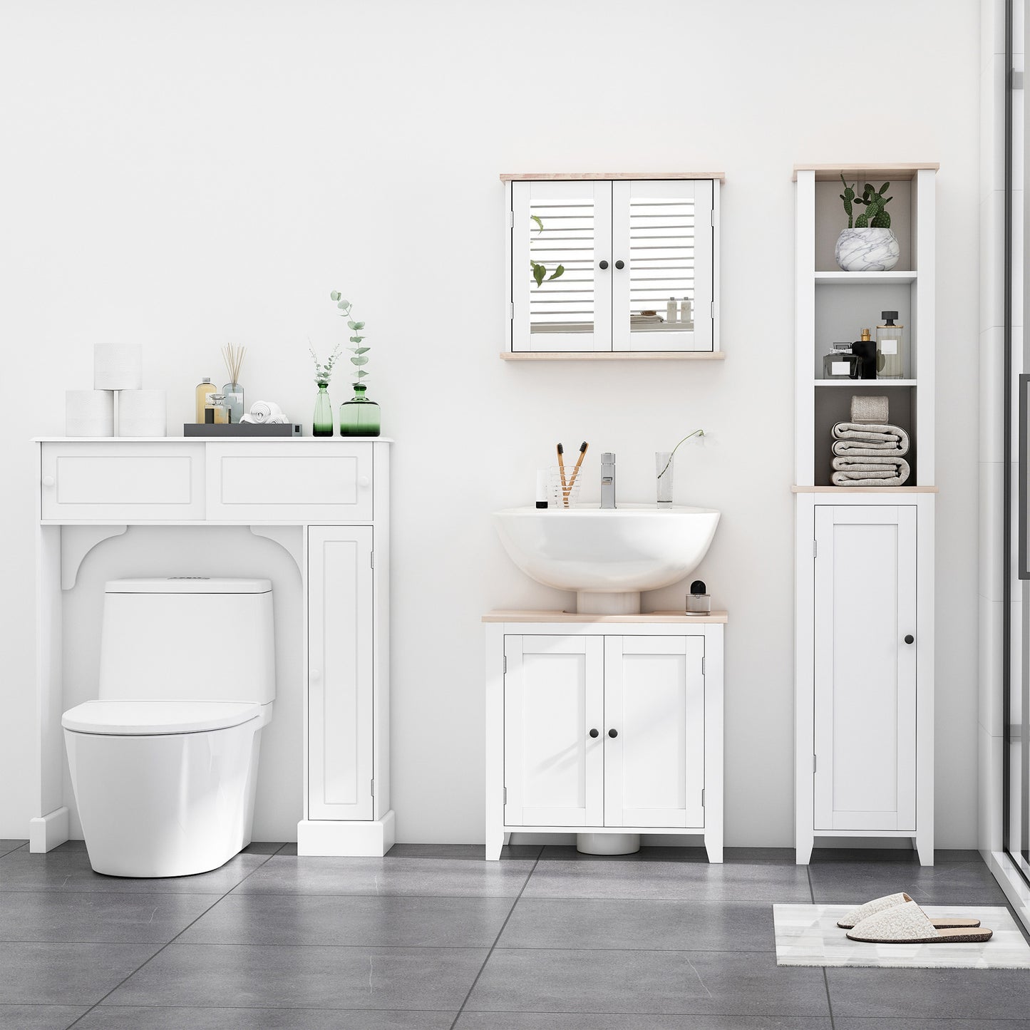 Bathroom Mirror Cabinet Wall Mounted Storage Cupboard W/ Double Door