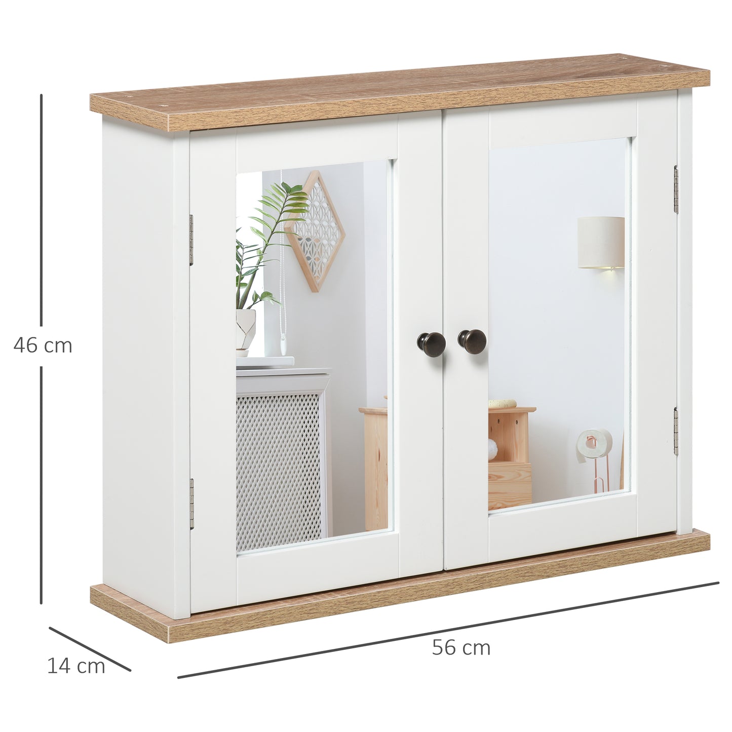 Bathroom Mirror Cabinet Wall Mounted Storage Cupboard W/ Double Door
