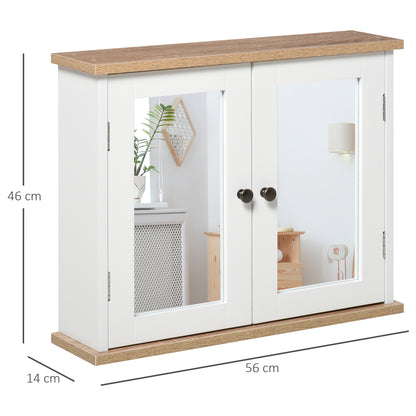 Bathroom Mirror Cabinet Wall Mounted Storage Cupboard W/ Double Door