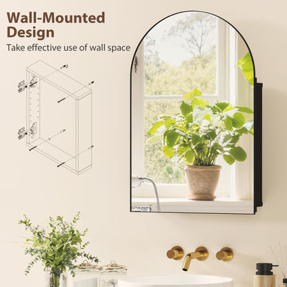 Bathroom Mirror Cabinet with Mirror Arched Wall Cabinet Black
