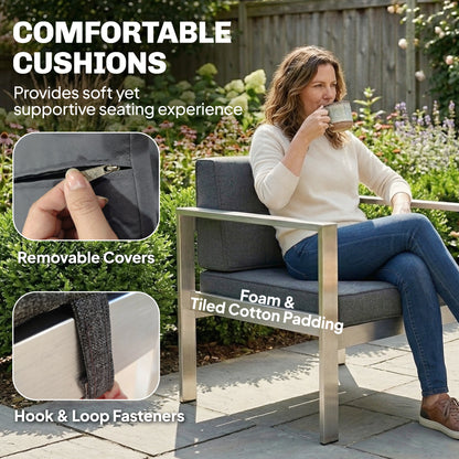 4 Seater Aluminium Garden Furniture Sofa Set with Olefin Cushions