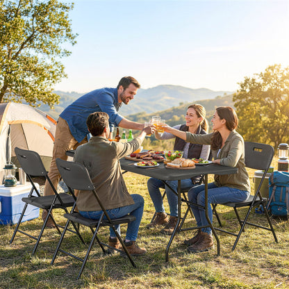 5 Piece 6ft Foldable Table and Chairs, Portable Picnic Table Set