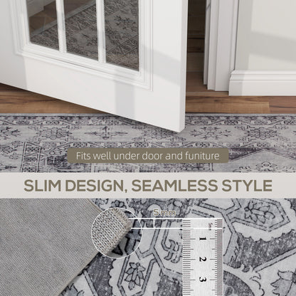 Flannel Non-Slip Washable Rug for Living Room, 230 x 160 cm, Grey