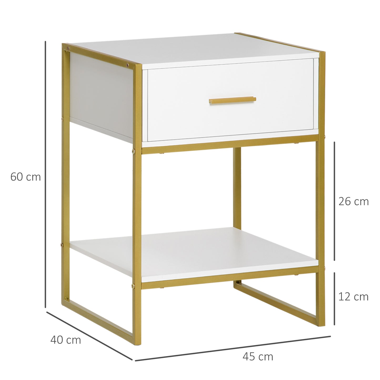 Modern Bedside Table Set of 2 Side Table Shelf Drawer Bedroom