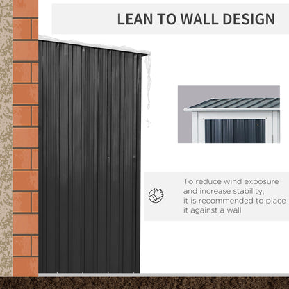 Outdoor Storage Shed Steel Garden Shed w/ Lockable Door Dark Grey