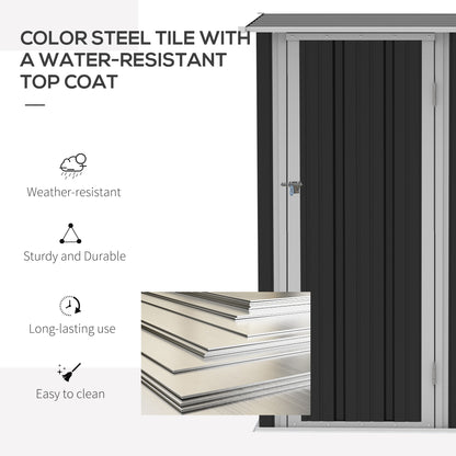 Outdoor Storage Shed Steel Garden Shed w/ Lockable Door Dark Grey
