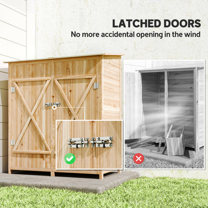 Garden Storage Shed Tool Organizer w/ Table, 140x75x157cm, Natural