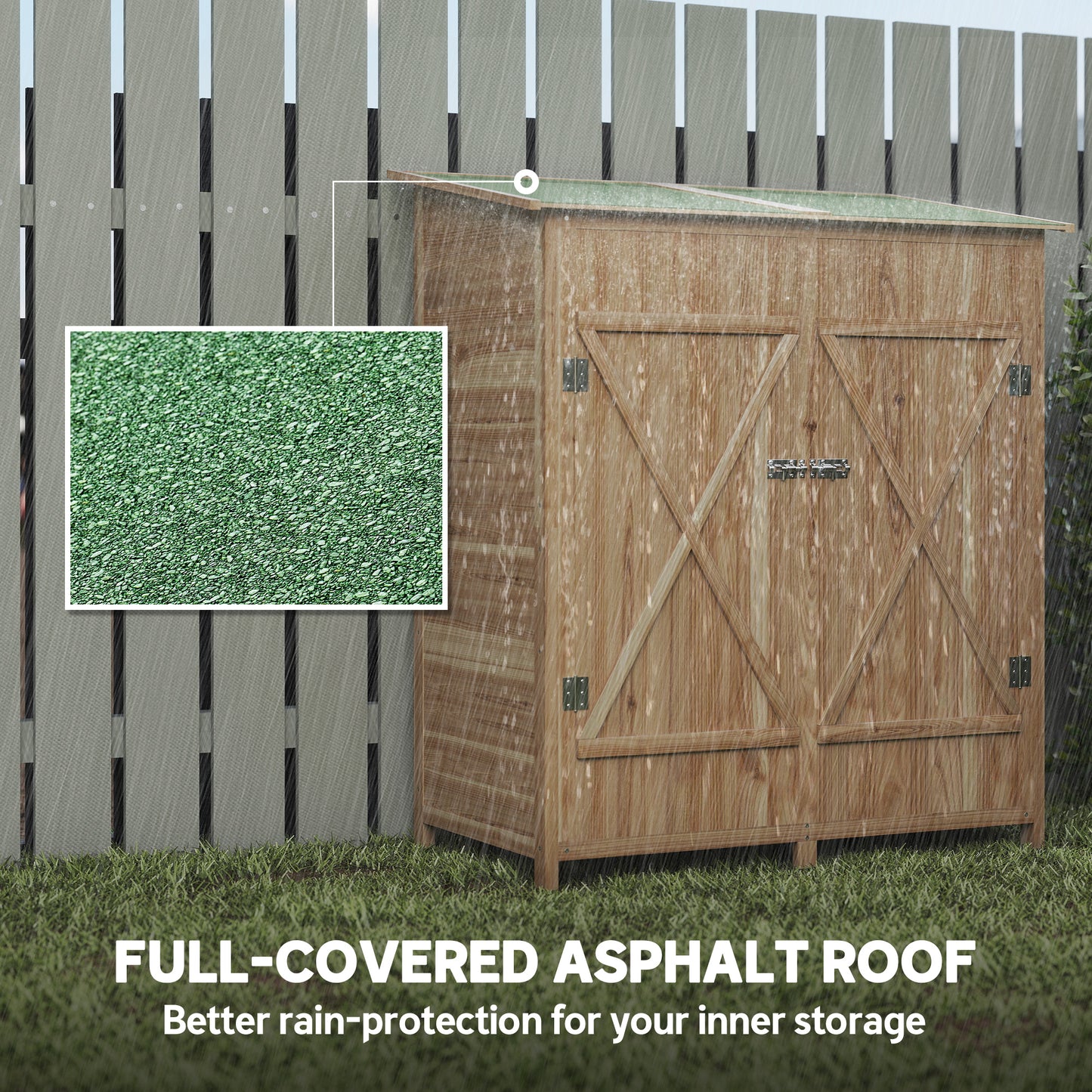 Garden Storage Shed Tool Organizer w/ Table, 140x75x157cm, Natural