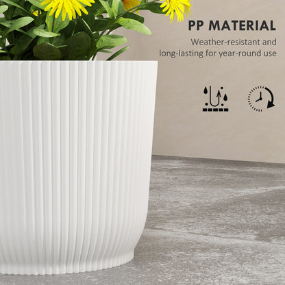 Set of 3 Round Plant Pots Outdoor 22cm for Garden, White