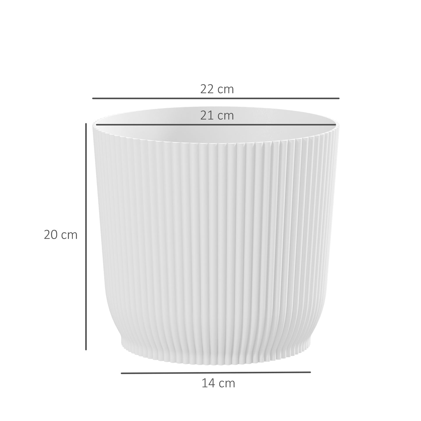 Set of 3 Round Plant Pots Outdoor 22cm for Garden, White