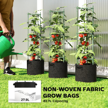 3 Packs Tomato Cages with 83.7L Grow Bags, 47.2" Plant Stakes