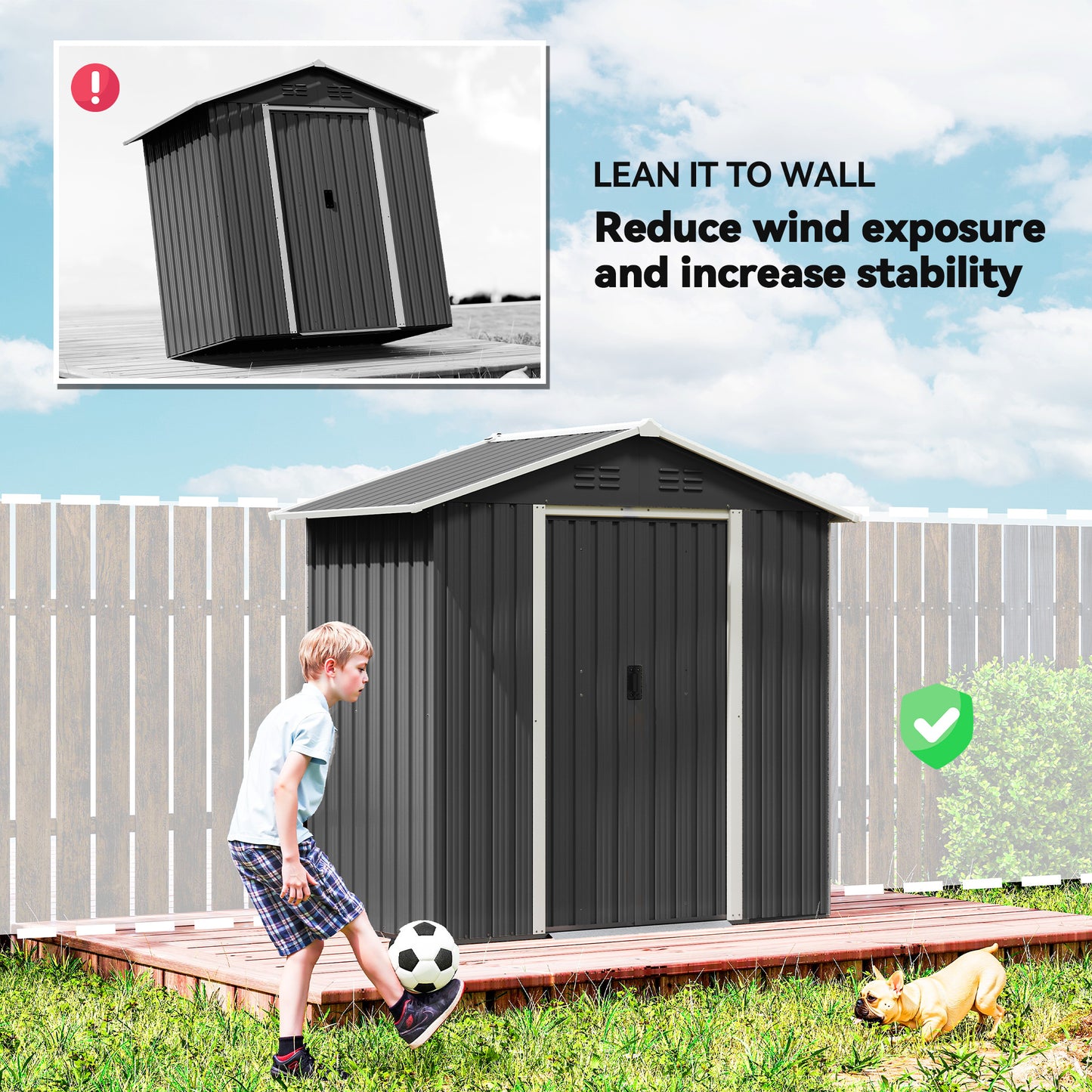 6.5x3.5ft Metal Garden Shed for Garden, Dark Grey