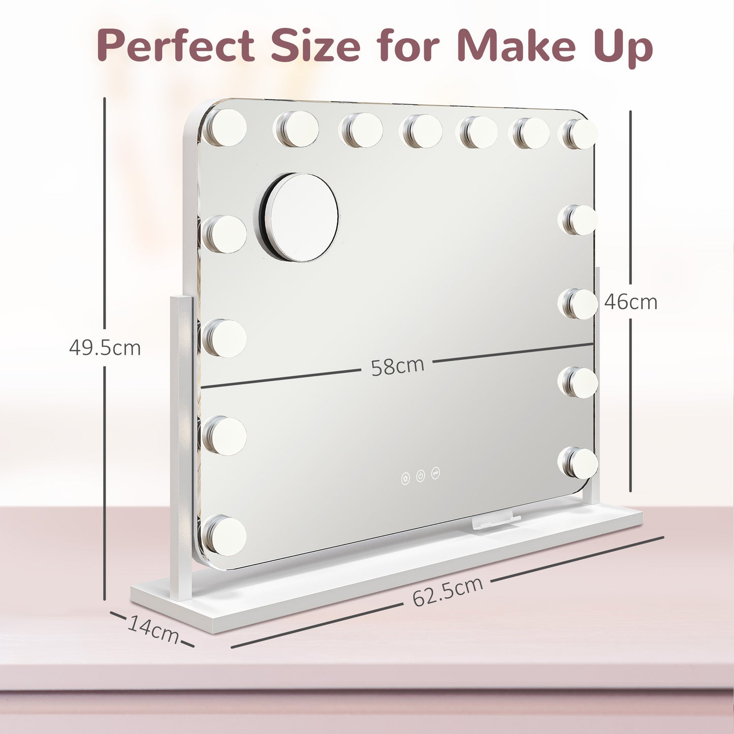 Warehouse Clearance Sale - Hollywood Dimmable Lighted Makeup Mirror with Magnifier, USB Port