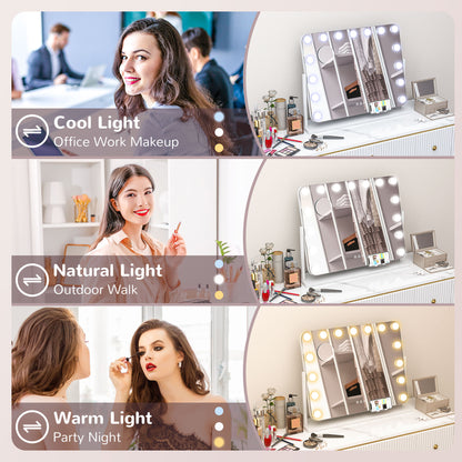 Warehouse Clearance Sale - Hollywood Dimmable Lighted Makeup Mirror with Magnifier, USB Port