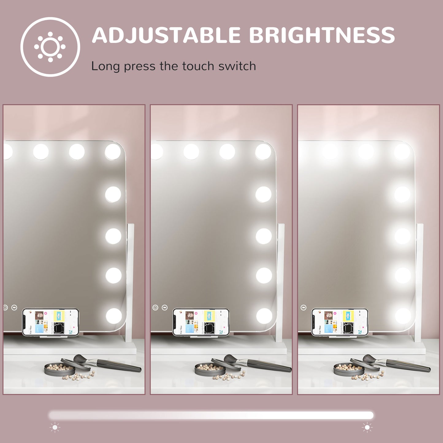 Warehouse Clearance Sale - Hollywood Dimmable Lighted Makeup Mirror with Magnifier, USB Port