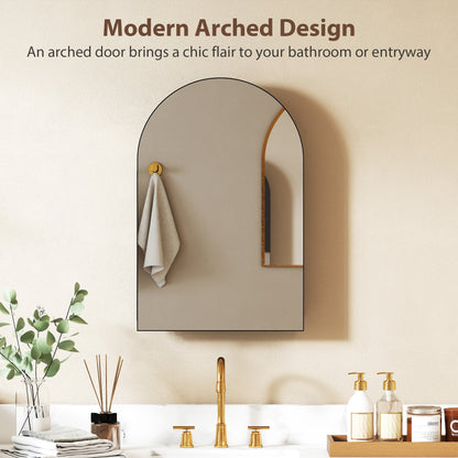Bathroom Mirror Cabinet with Mirror Arched Wall Cabinet Black