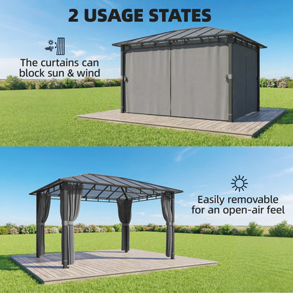 3 x 4 m Hardtop Gazebo with PC Roof, Aluminium Frame, Dark Grey