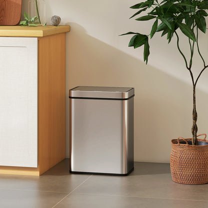 50 L Kitchen Bin with Fingerprint-Proof Stainless Steel, Silver Tone