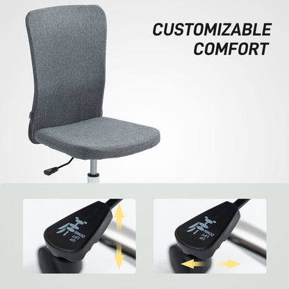 Armless Computer Desk Chair, Makeup Vanity Chair for Home, Grey
