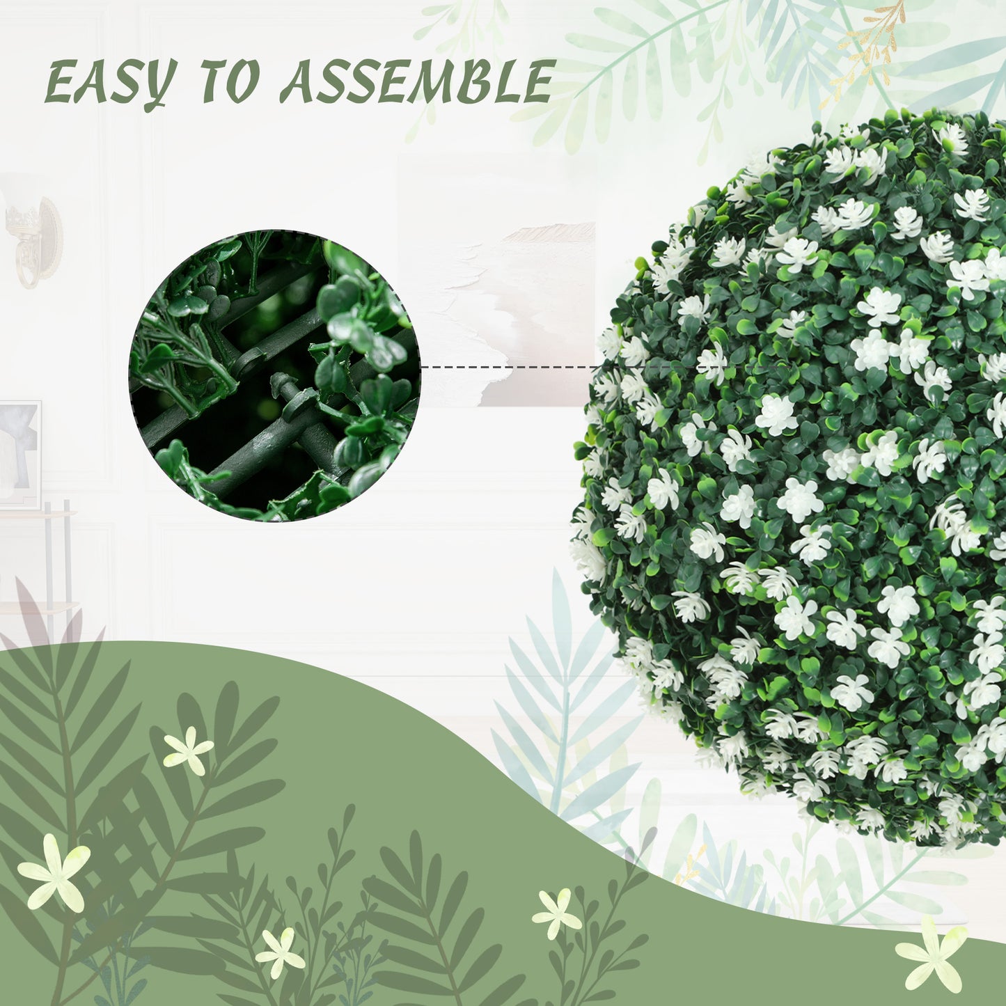 Set of 2 Artificial Topiary Balls Indoor Outdoor Faux Boxwood Balls