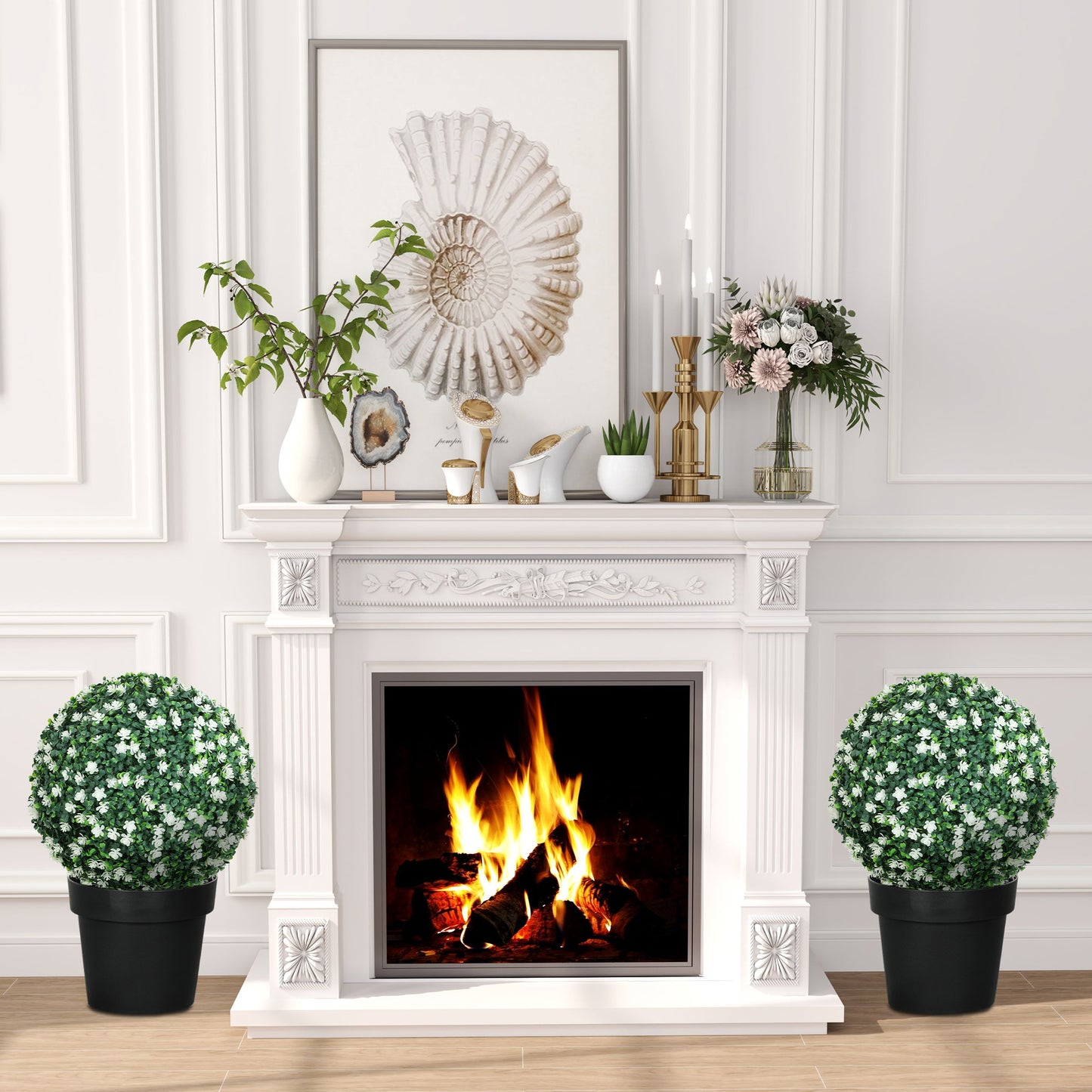 Set of 2 Artificial Topiary Balls Indoor Outdoor Faux Boxwood Balls