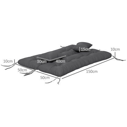 4-Piece Back and Seat Cushion Replacement with 2 Pillows, Patio Chair Cushions Set with Ties, Charcoal Grey