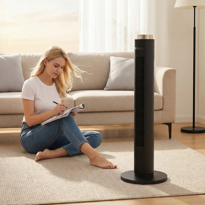 Tower Fan, Standing Floor Fan with Remote Control Black
