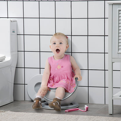 Kids Potty Training Toilet with Brush, Mini Size Training Seat with Removable Inner Pot, Splash Guard, Non-slip Mat, White
