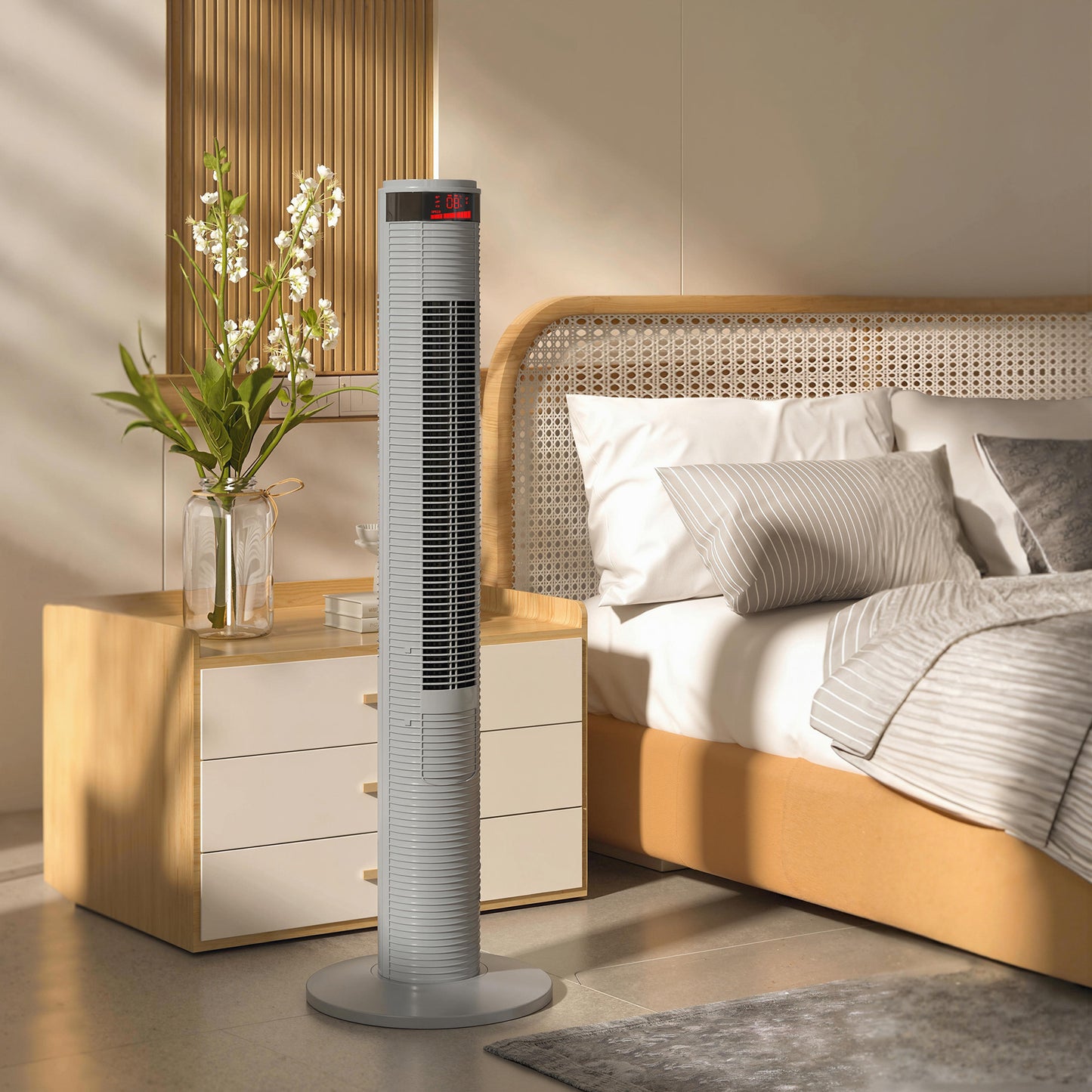 Oscillating Tower Fan Remote Control 3 Speed Modes Cooling Machine