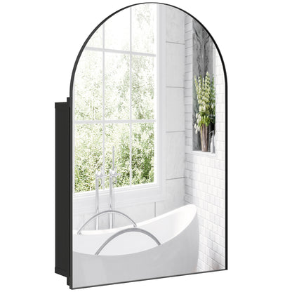Bathroom Mirror Cabinet with Mirror Arched Wall Cabinet Black