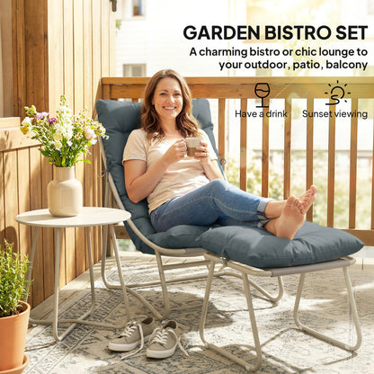 3 Piece Bistro Set, Outdoor Table and Chair Set with Footstool