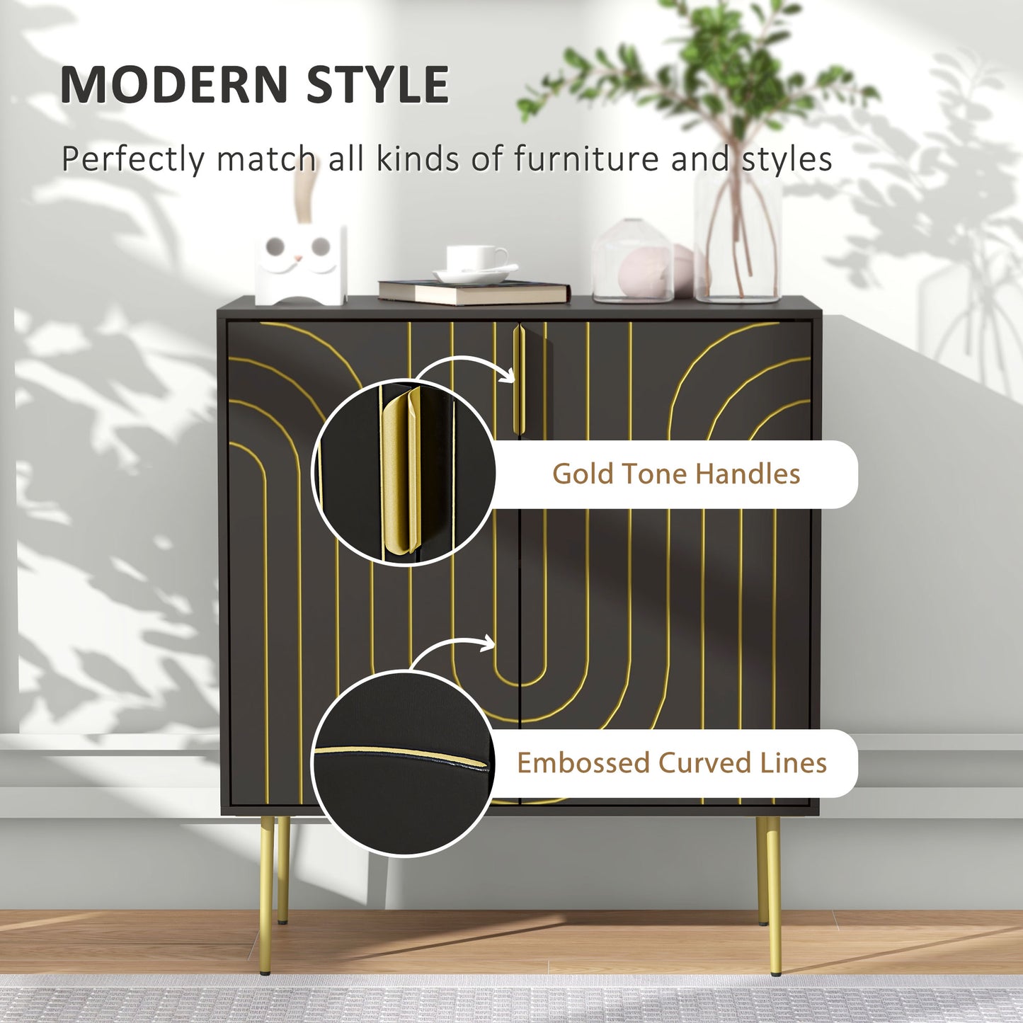 Freestanding Storage Cabinet with Adjustable Shelf for Living Room