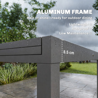 Aluminium Extending Garden Table, Glass Top Dining Table, Grey