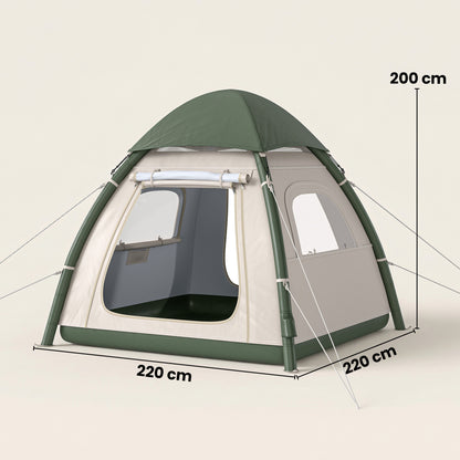 3 Man Inflatable Camping Tent w/ 3000mm Waterproof Rainfly, Beige