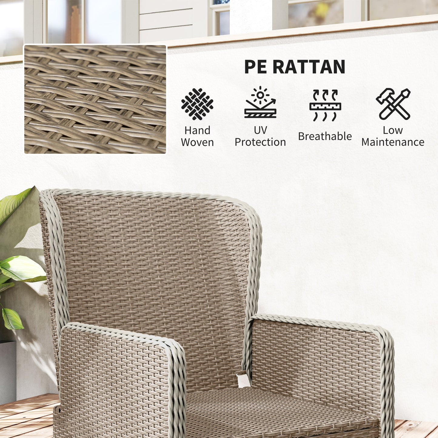 Rattan Garden Furniture Set with Footstools Armchairs Light Grey