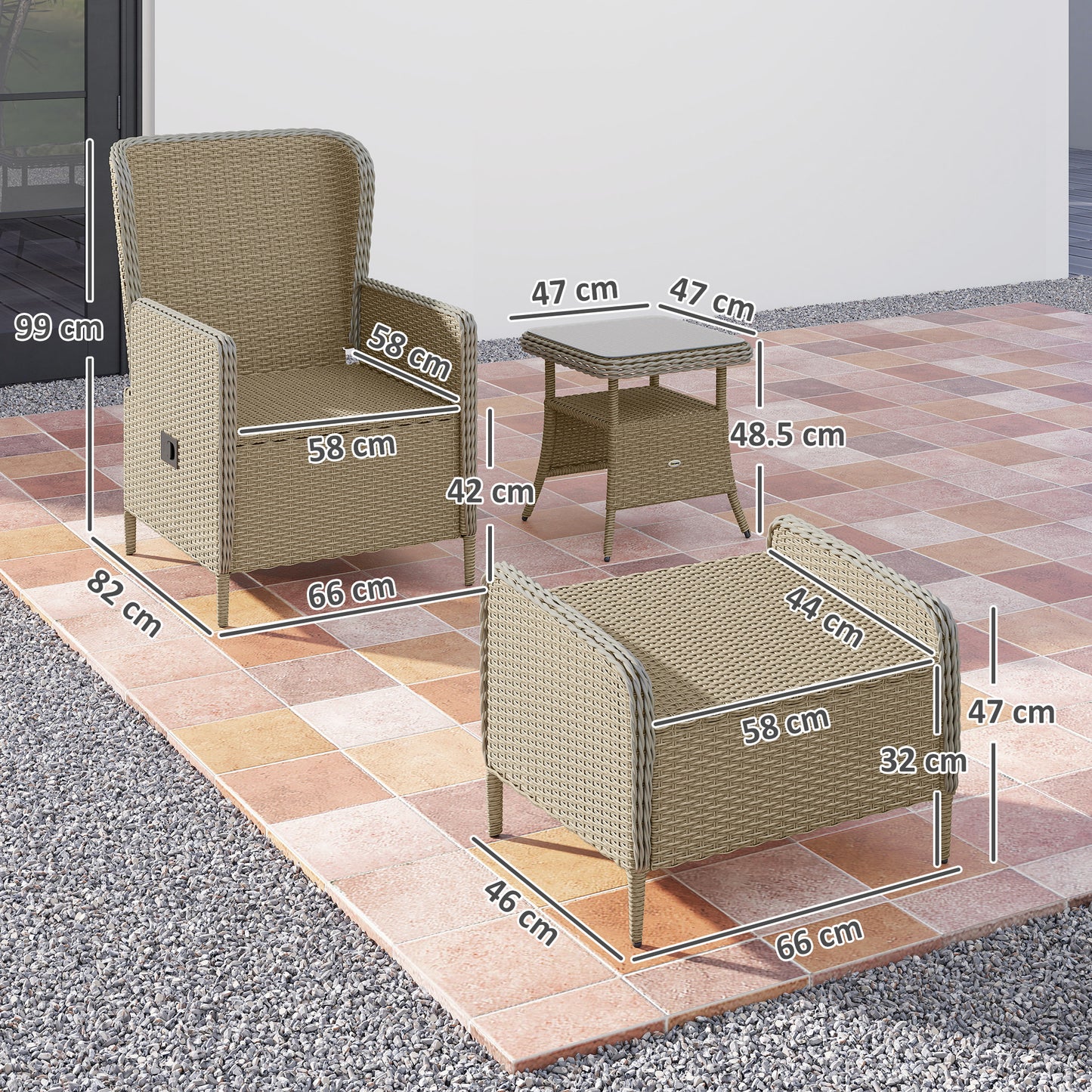 Rattan Garden Furniture Set with Footstools Armchairs Light Grey